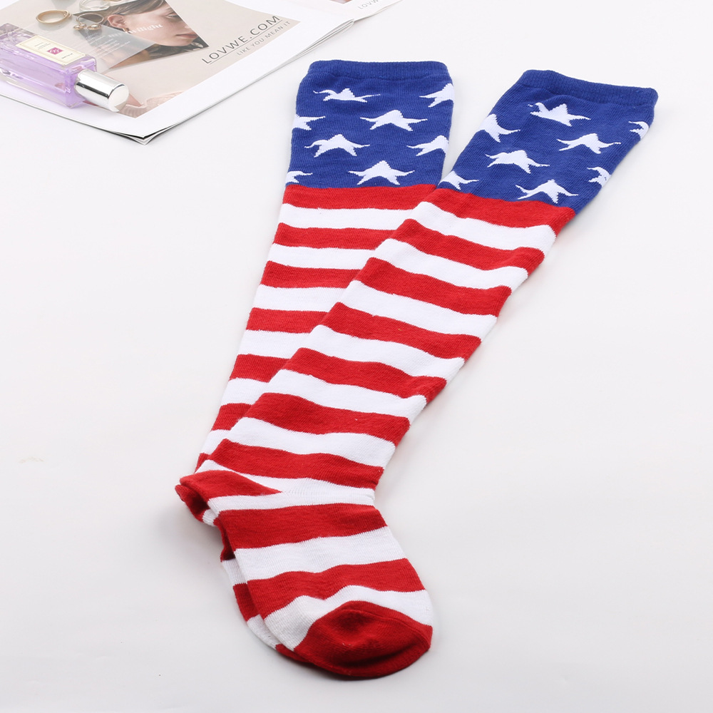 American Flag Over-the-Knee Socks, Stars and Stripes Pattern, Red White and Blue